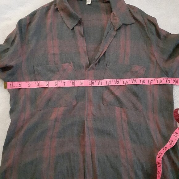 Anthropologie Cloth & Stone Women's Size S Gray Plaid Long Sleeve Shirt Dress - Picture 11 of 14